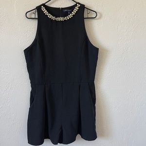 Black jewel collar romper
